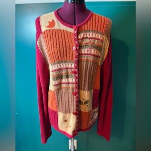Country Door Autumn Patchwork Cardigan Sweater